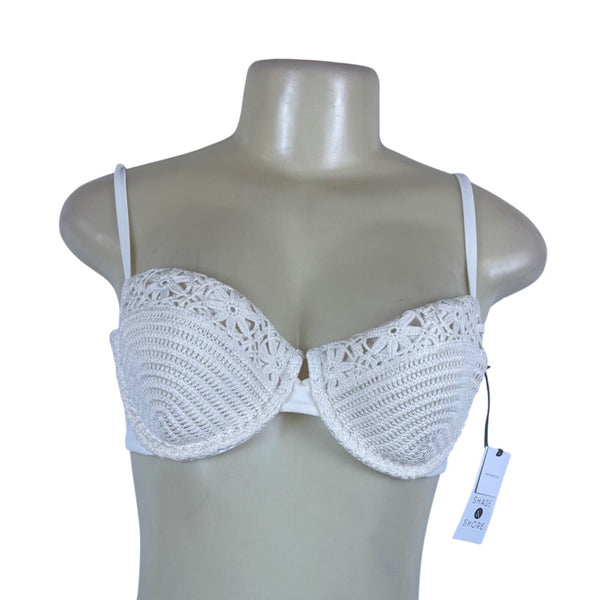 Shade & Shore Women's White Swimsuit Top Crochet Design Size 34C - New