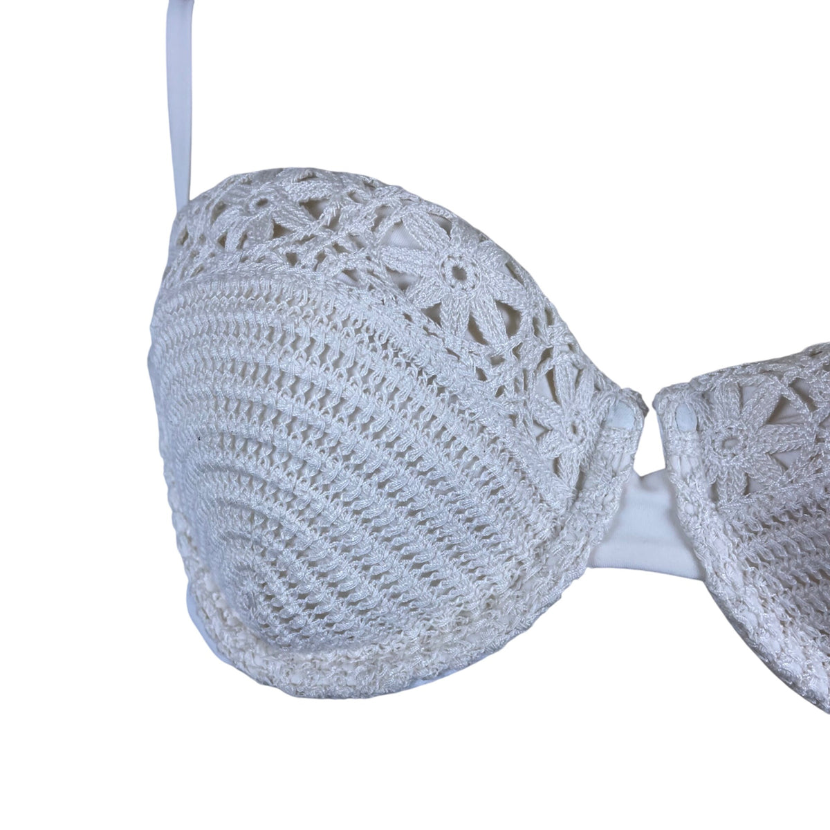 Shade & Shore Women's White Swimsuit Top Crochet Design Size 34C - New