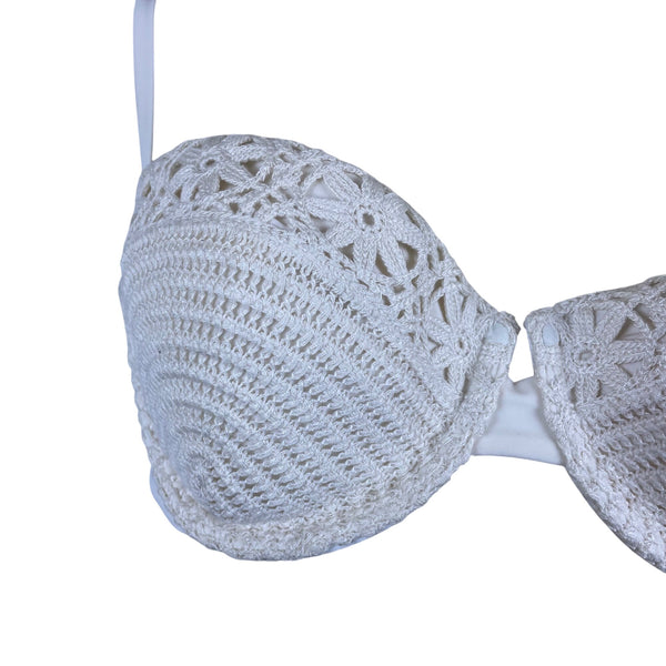 Shade & Shore Women's White Swimsuit Top Crochet Design Size 34C - New