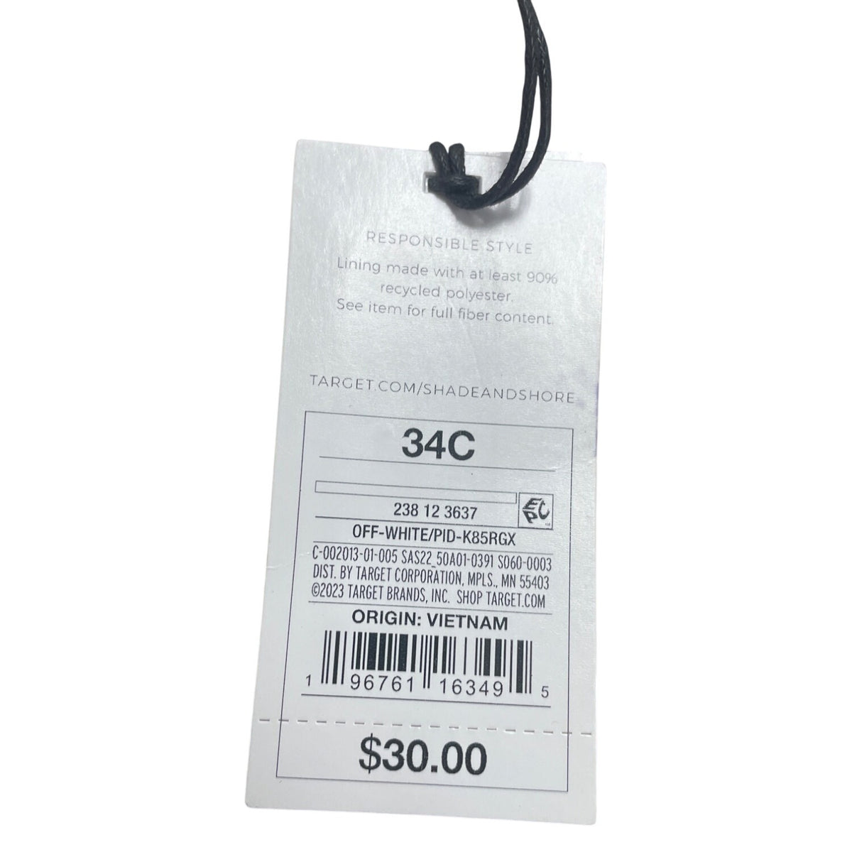 Shade & Shore Women's White Swimsuit Top Crochet Design Size 34C - New