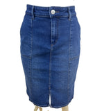 Loft Dark Blue Denim Pencil Skirt W/ Pockets Medium Wash High Waist Streth