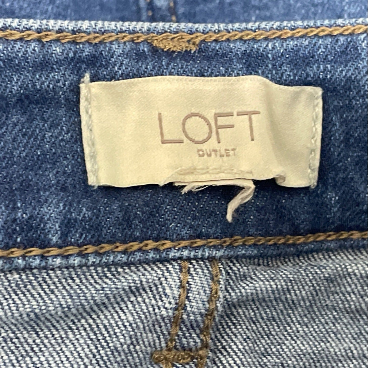 Loft Dark Blue Denim Pencil Skirt W/ Pockets Medium Wash High Waist Streth