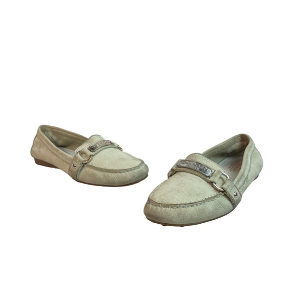 Vintage Coach Women's Off White Silver Felisha Loafers Sz 6.5B