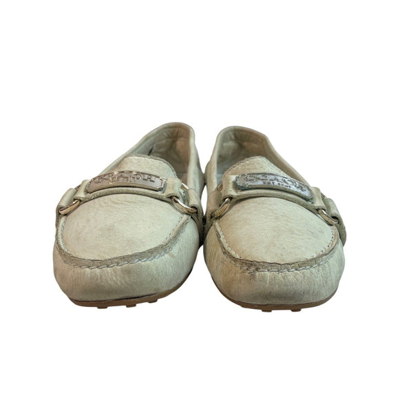 Vintage Coach Women's Off White Silver Felisha Loafers Sz 6.5B