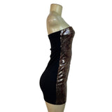 XXI Black & Bronze Sequin Strapless Mini Dress Sz M