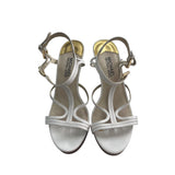 Michael Kors Womens White Leather Strappy Wedge Sandals
