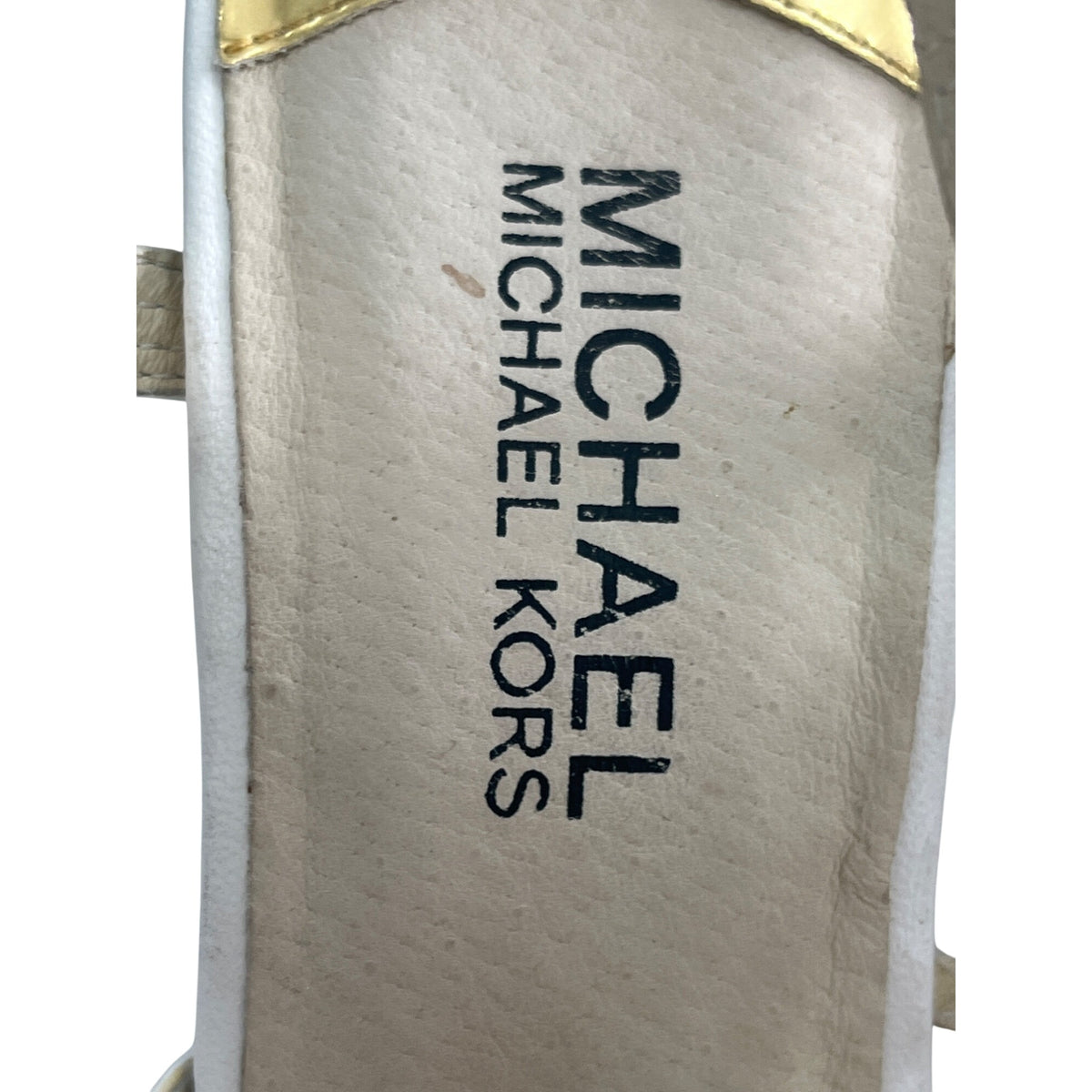 Michael Kors Womens White Leather Strappy Wedge Sandals