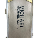 Michael Kors Womens White Leather Strappy Wedge Sandals