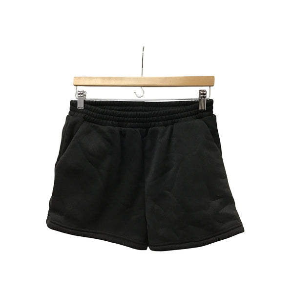 Shein Womens Black Polyester Fleece Shorts Size L Casual Wear Elastic Waist
