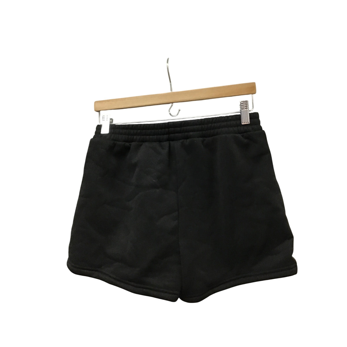 Shein Womens Black Polyester Fleece Shorts Size L Casual Wear Elastic Waist