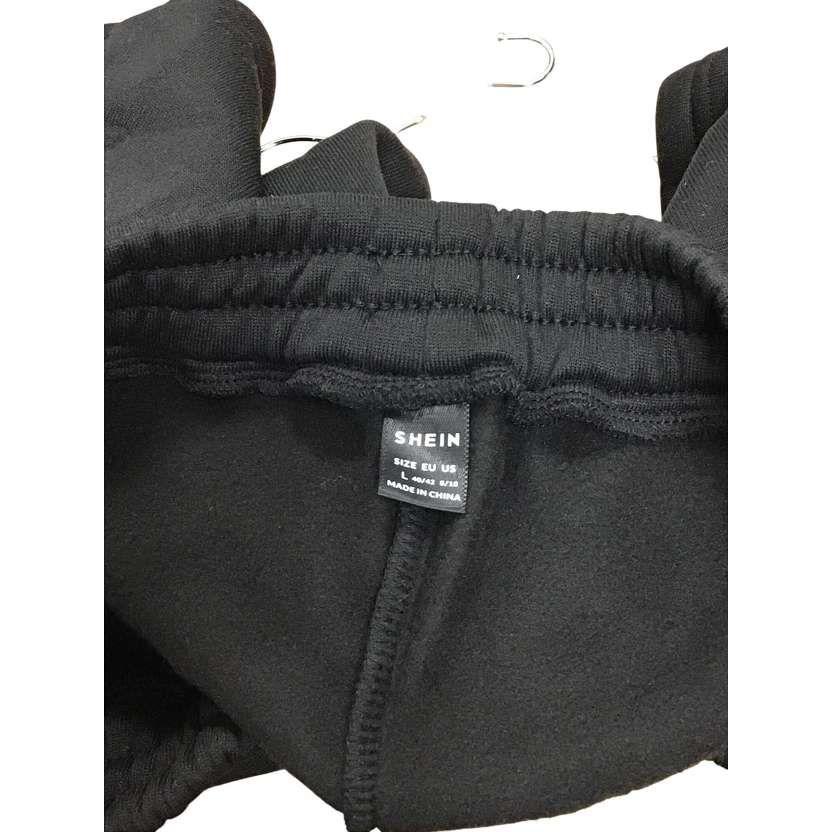 Shein Womens Black Polyester Fleece Shorts Size L Casual Wear Elastic Waist