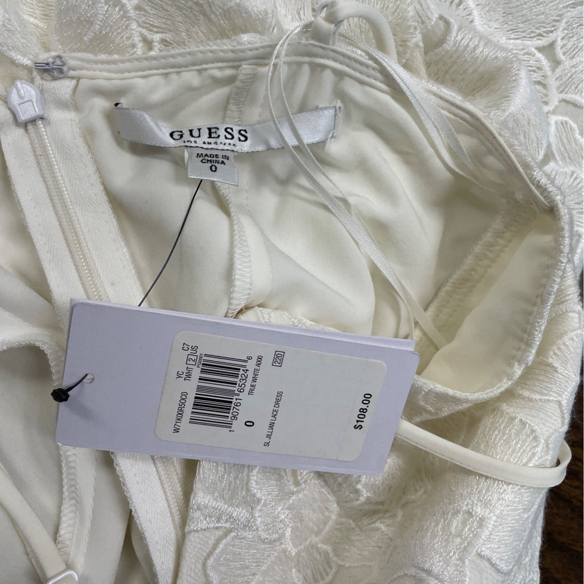 Guess Womens White Floral Lace Bodycon Dress With Spaghetti Straps - Sz 0