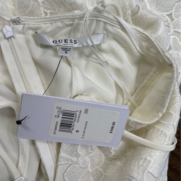 Guess Womens White Floral Lace Bodycon Dress With Spaghetti Straps - Sz 0
