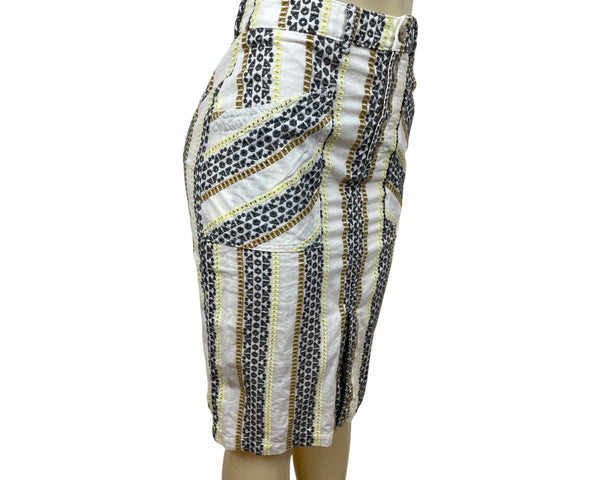Anthropologie Womens Striped & Patterned Button-Front Knee-Length Skirt Sz 4-New