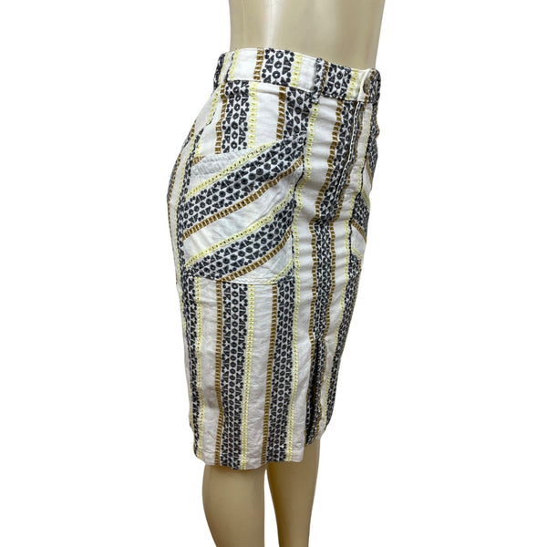 Anthropologie Womens Striped & Patterned Button-Front Knee-Length Skirt Sz 4-New