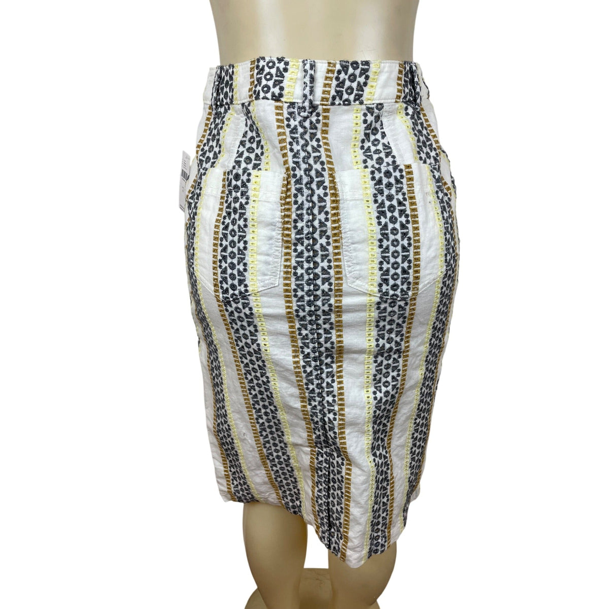 Anthropologie Womens Striped & Patterned Button-Front Knee-Length Skirt Sz 4-New