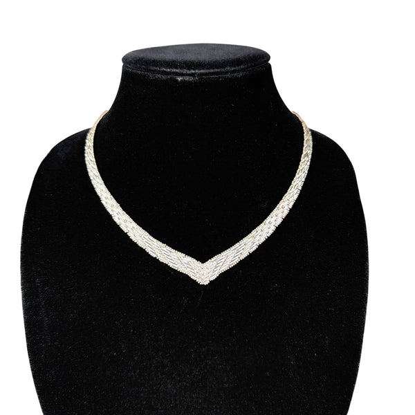 V Style Womens Silver Tone Multistrand Chain Necklace Elegant Timeless Design