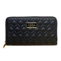 Vera New York Women's Black Quilted Faux Leather Goldtone Logo Zip-Around Wallet