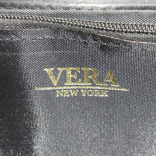 Vera New York Women’s Black Quilted Faux Leather Goldtone Logo Zip-Around Wallet