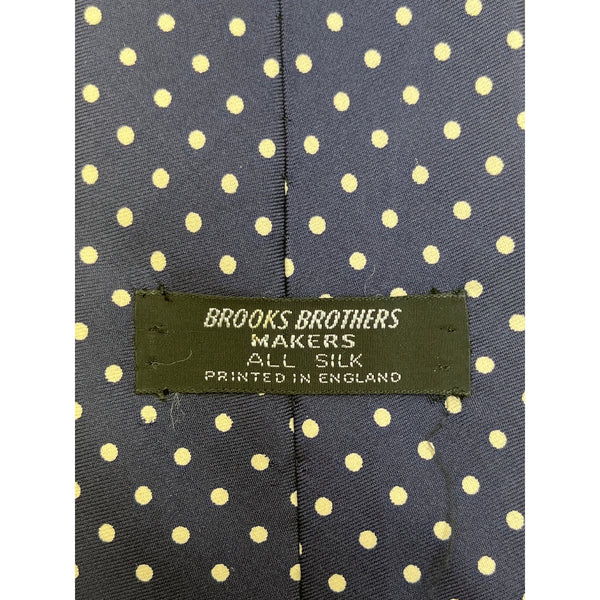 Vintage Brooks Brothers Mens Navy Polka Dot Silk Tie 57" Classic English Style