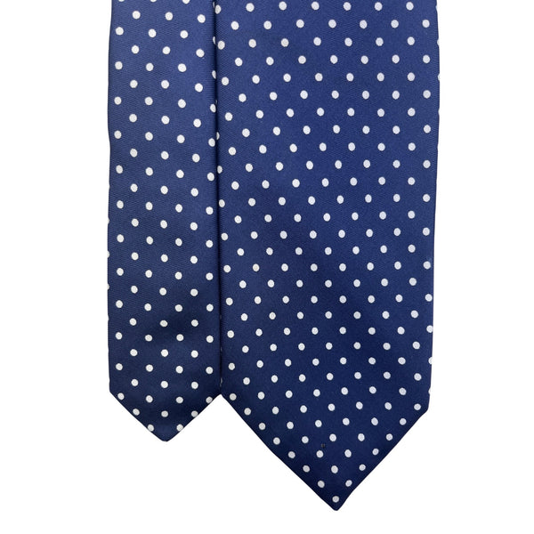 Vintage Brooks Brothers Mens Navy Polka Dot Silk Tie 57" Classic English Style