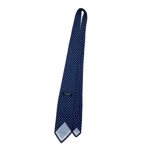 Vintage Brooks Brothers Mens Navy Polka Dot Silk Tie 57" Classic English Style