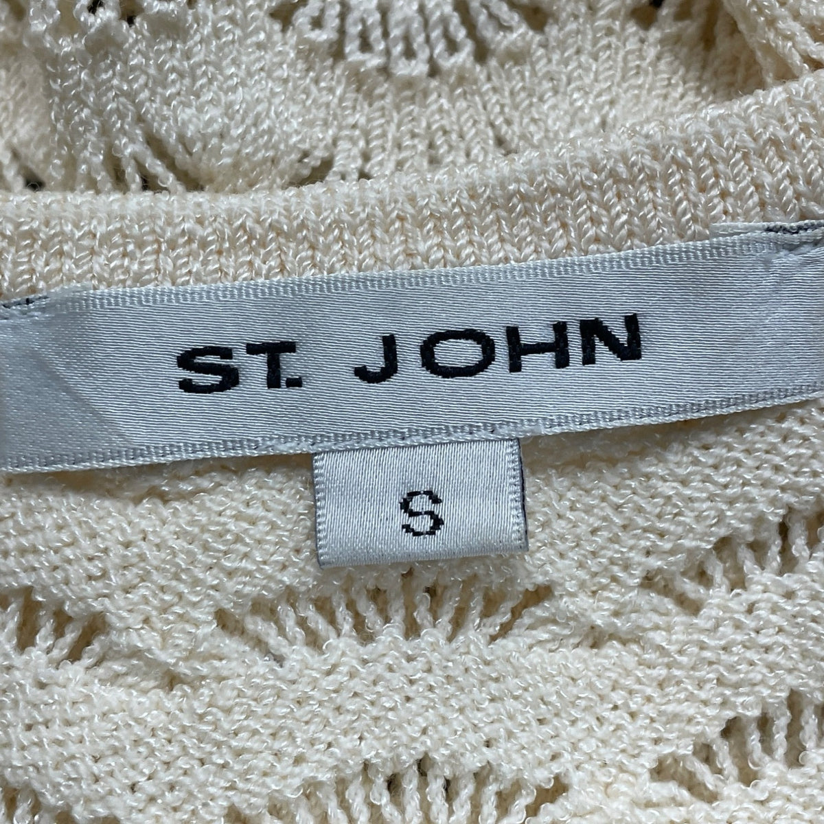 St. John Cream Women's Knit Open-Stitch Tank Top & Cardigan Set 2-Piece Sz S