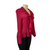 Sunny Leigh Red Ruffled Petit With Pleated Design Womens Blouse Sz PL