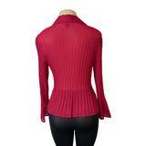 Sunny Leigh Red Ruffled Petit With Pleated Design Womens Blouse Sz PL