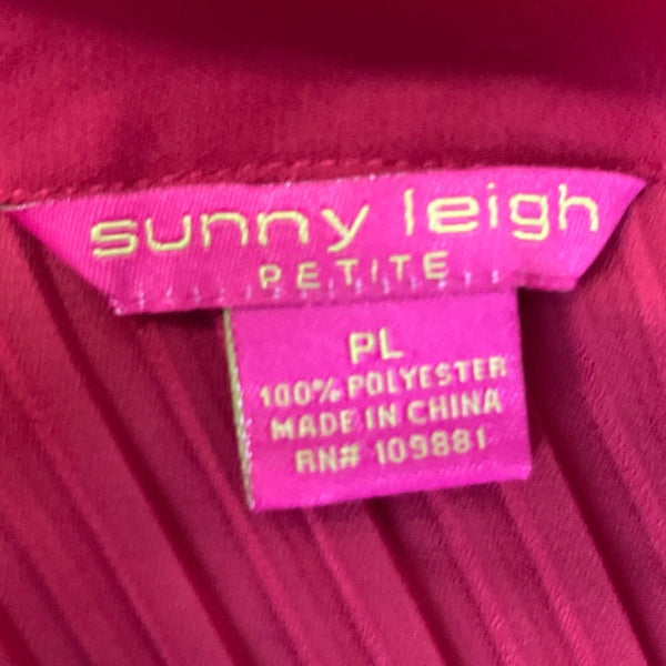 Sunny Leigh Red Ruffled Petit With Pleated Design Womens Blouse Sz PL