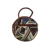 Women's Brown Native Aztec Print Woven Crossbody Bag Sz S