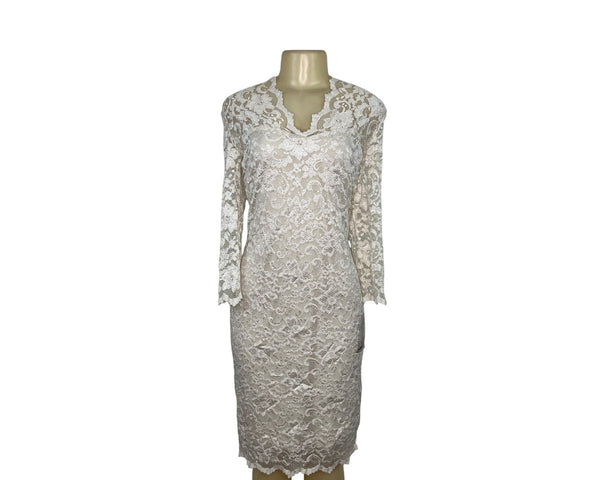 Frank Lyman Womens Ivory Lace Long Sleeve Sheath Dress Size S