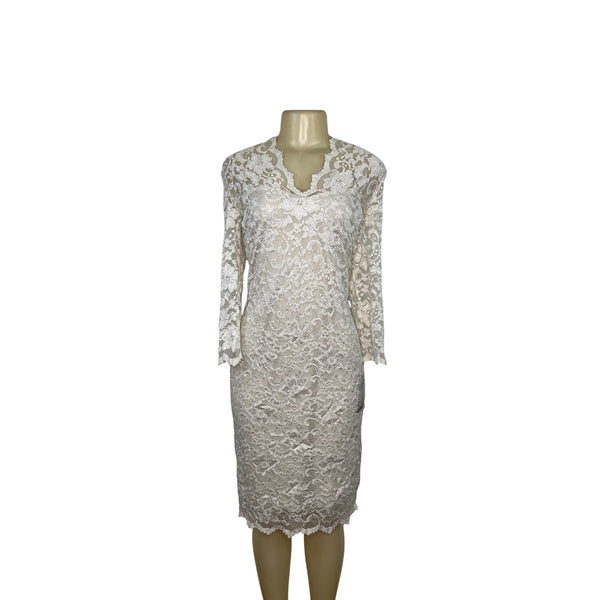 Frank Lyman Womens Ivory Lace Long Sleeve Sheath Dress Size S