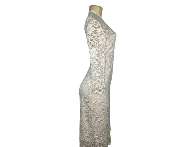 Frank Lyman Womens Ivory Lace Long Sleeve Sheath Dress Size S