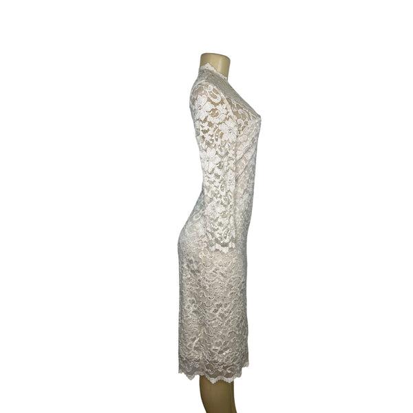 Frank Lyman Womens Ivory Lace Long Sleeve Sheath Dress Size S