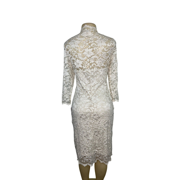 Frank Lyman Womens Ivory Lace Long Sleeve Sheath Dress Size S