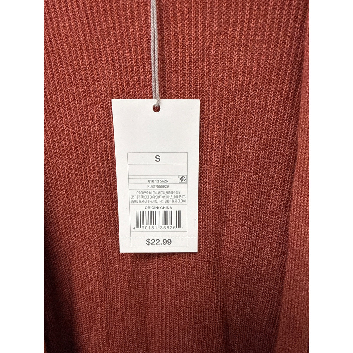 A New Day Womens Rust Ribbed Lightweight Knit Cardigan Sweater Small Soft Fit S