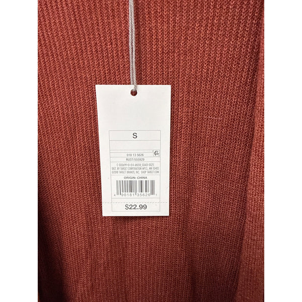 A New Day Womens Rust Ribbed Lightweight Knit Cardigan Sweater Small Soft Fit S