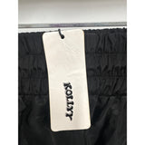 Kollyy Womens Black Satin Ruched Jogger Pants Elastic Waist Comfortable Fit Small NWT