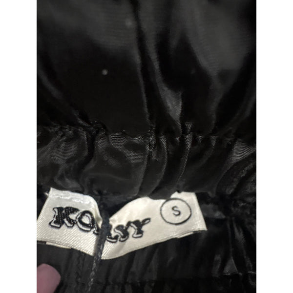 Kollyy Womens Black Satin Ruched Jogger Pants Elastic Waist Comfortable Fit Small NWT