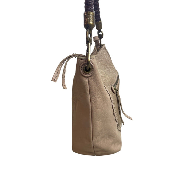 The Sak Women's Indio Leather Mocha Sparkle One Hobo Shoulder Bag Sz M
