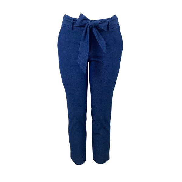 Loft Women's Blue Polyester Tie-Waist Slim Tapered Pants Size 4