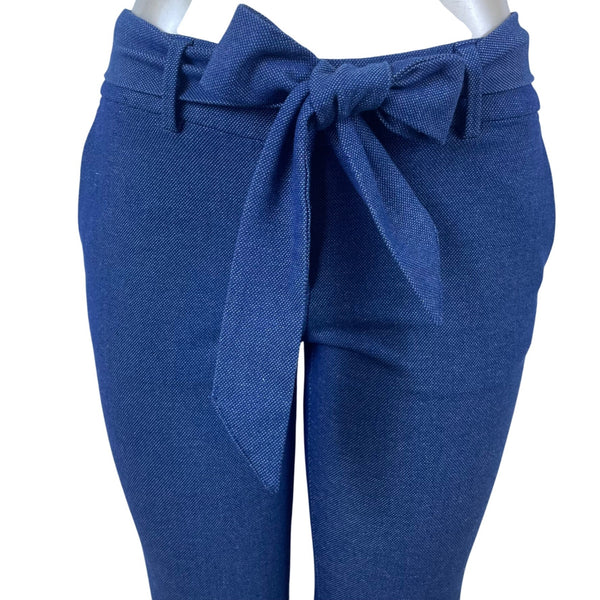 Loft Women's Blue Polyester Tie-Waist Slim Tapered Pants Size 4
