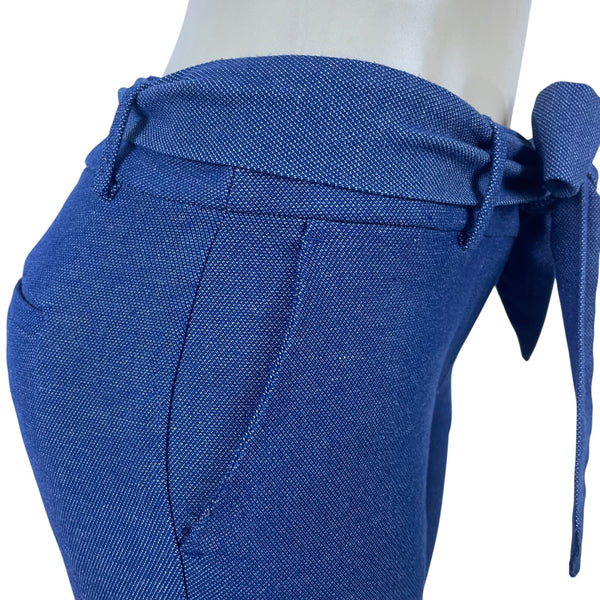 Loft Women's Blue Polyester Tie-Waist Slim Tapered Pants Size 4