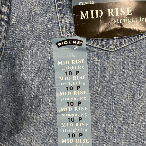 Riders By Lee Womens Mid Rise Straight Fit Jeans Light Wash Denim Size 10P - New