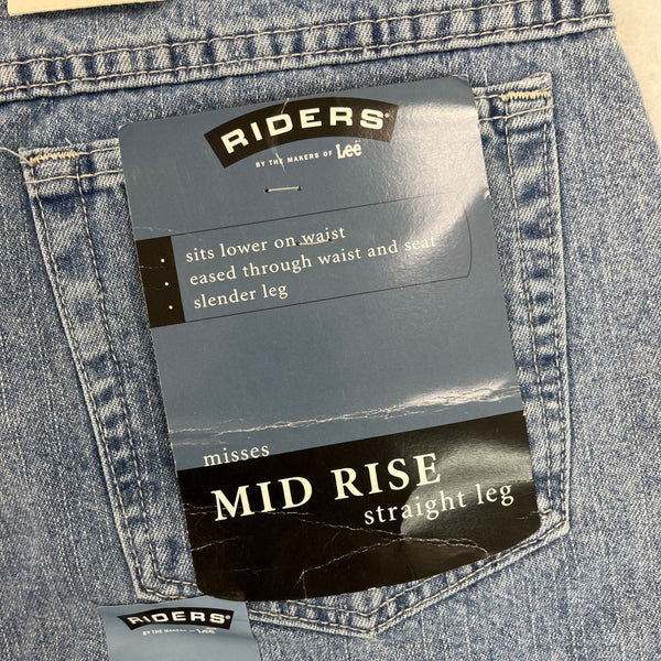 Riders By Lee Womens Mid Rise Straight Fit Jeans Light Wash Denim Size 10P - New
