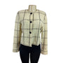 Mike Korwin Women’s Cream Jacket With Black & Gold Checkered Pattern Button