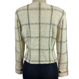 Mike Korwin Women’s Cream Jacket With Black & Gold Checkered Pattern Button