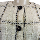 Mike Korwin Women’s Cream Jacket With Black & Gold Checkered Pattern Button