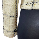 Mike Korwin Women’s Cream Jacket With Black & Gold Checkered Pattern Button